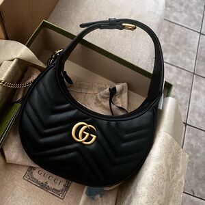 Authentic Gucci marmont Half moon bag black